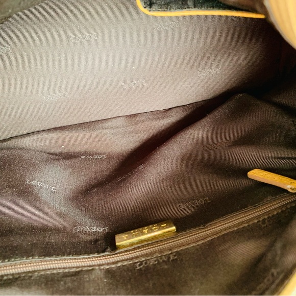 LOEWE Logo Embossed Leather Genuine Handbag Boston Bag Mini Tote - Picture 5 of 6